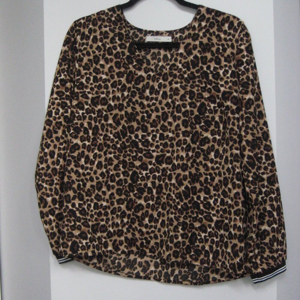 V neck, leopard print long sleeve top